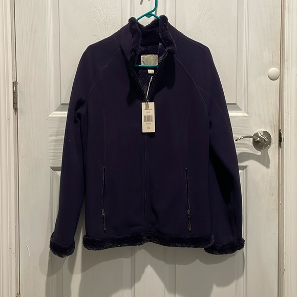 NWT women’s purple Green tea XL faux fur lined jacket with pockets. - Picture 2 of 5